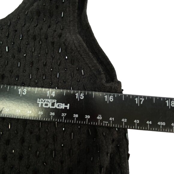 PETER NYGARD Women Fringe Cropped Sequence Blouse Pullover Sz M Black 77-10 - Picture 7 of 12